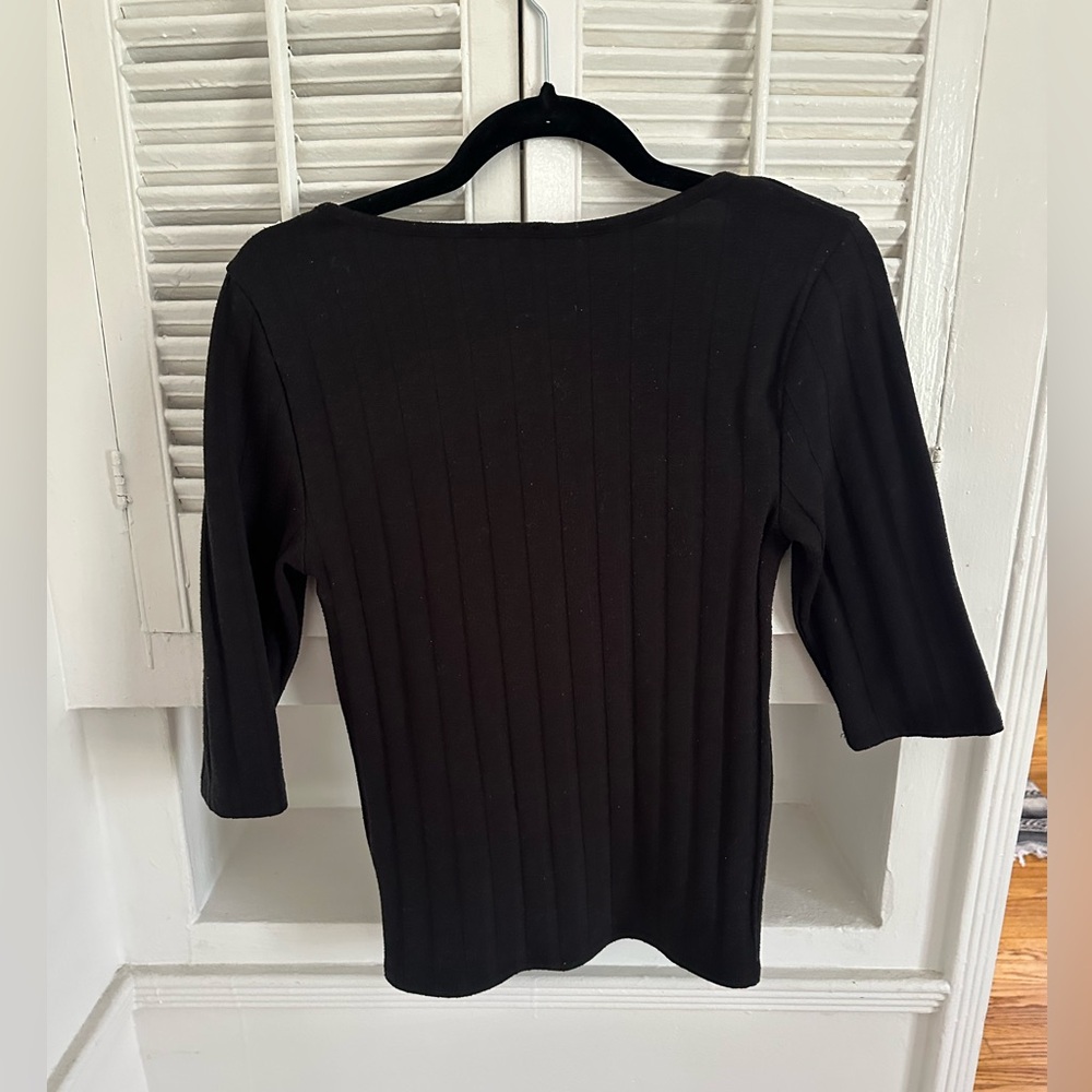 Free People Black Ribbed Button-Down Top - Picture 4 of 6